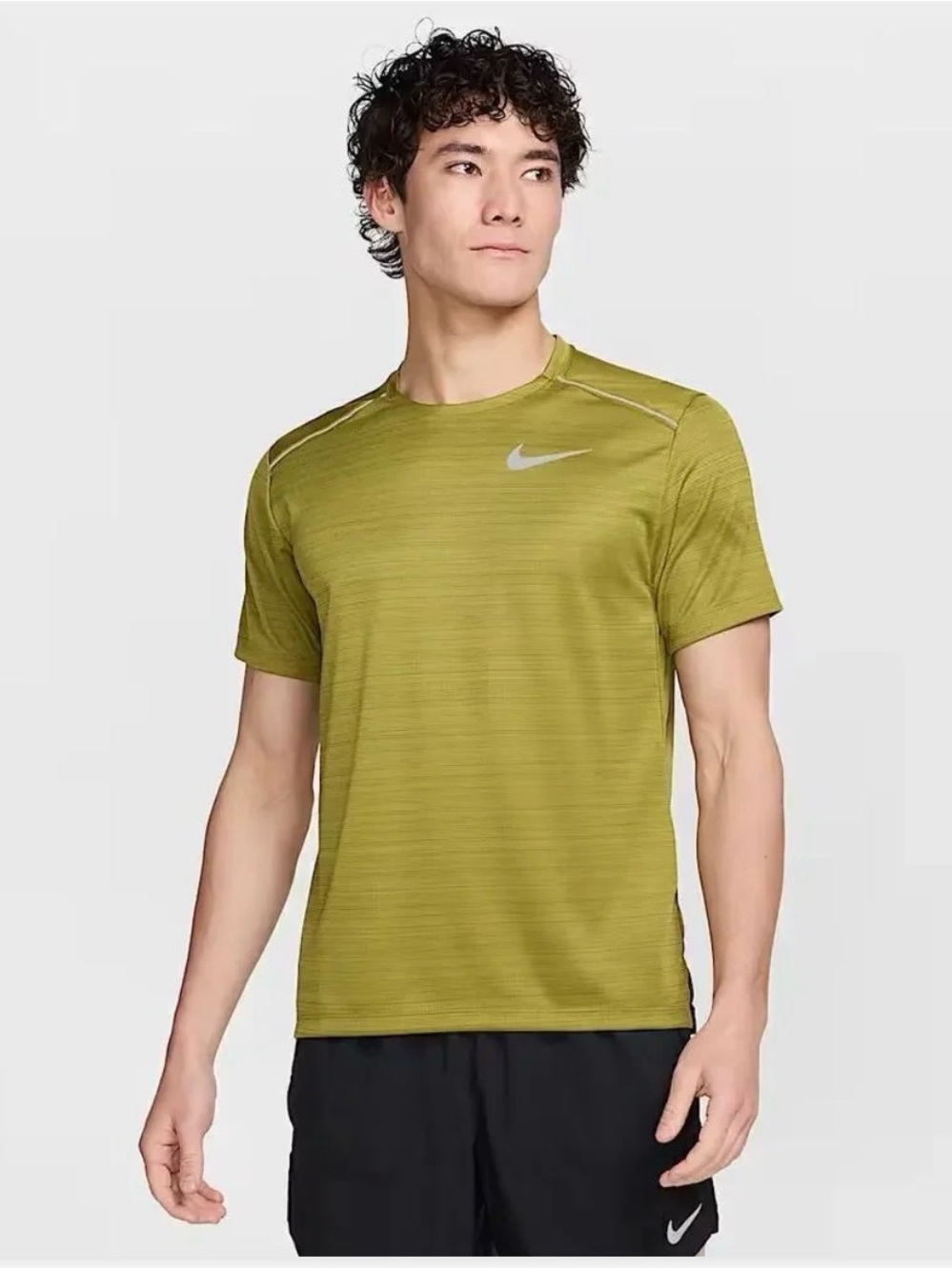 Nike Running Olive Green Short Sleeve Crew Tee with Reflective Swoosh